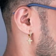 thumbnail image 4 of 0.50 CT. T.W. Diamond Cross Hoop Earrings in 14K Gold, 4 of 5