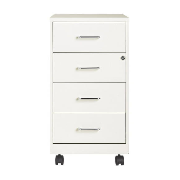 Hirsh 18" Deep 4-Drawer Metal Mobile Organizer, 4 Box Drawers, White