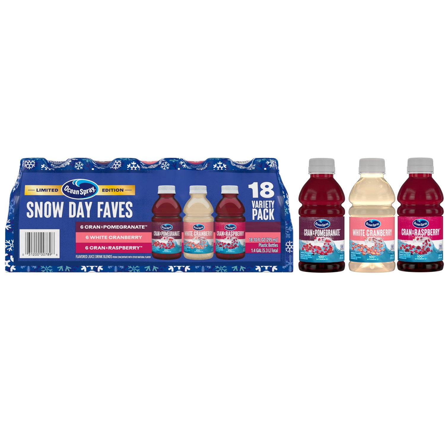 Ocean Spray Juice Drink Winter Variety Pack 10 fl. oz., 18 pk