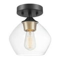 thumbnail image 1 of Globe Electric Harrow 1-Light Flush Mount in Matte Black with Vintage Light Bulb, 1 of 9