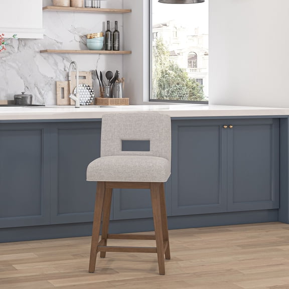 HH2 Home Upholstered Key Back Wood Adjustable Height Swivel Bar Stool