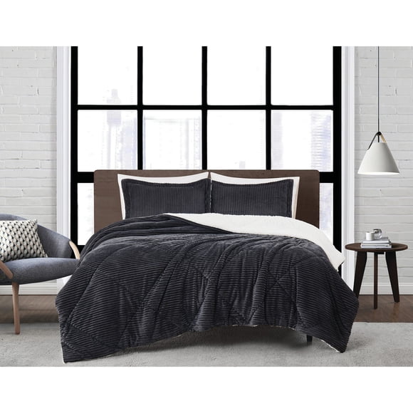 London Fog Plush Large Corduroy Comforter Set, Assorted Sizes