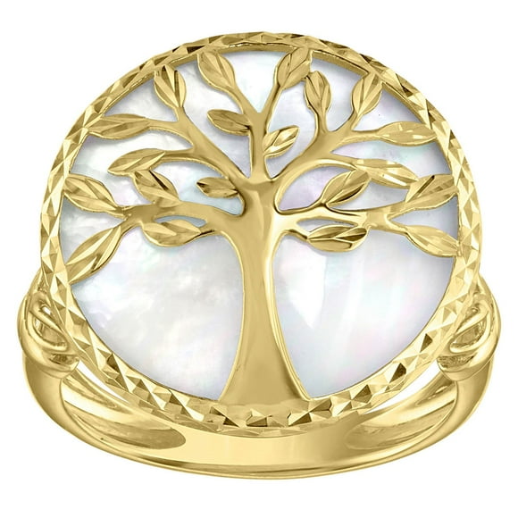 Tree Of Life Mother Of Pearl Ring 14K Gold