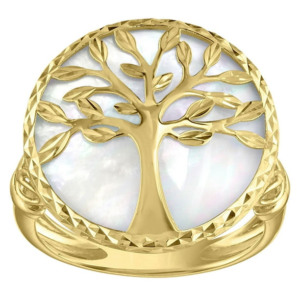 BECOME TREE ゴールドリング Tree Of Life Mother Of Pearl Ring 14K Gold - Samsclub.com
