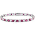 thumbnail image 1 of Round Cut Lab Created Gemstone Tennis Bracelet in Sterling Silver, 1 of 5