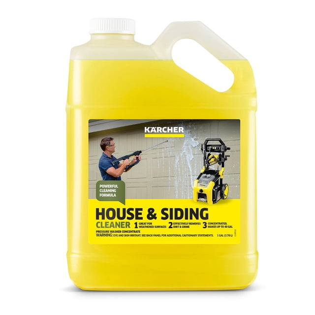 Introducing the Kärcher House & Siding cleaner: Highly concentrated & specially formulated for cleaning houses, buildings, siding,& other structures, it removes environmental dirt, grime, algae, mold