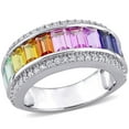 thumbnail image 1 of Emerald Cut Multi-Gemstone Semi-Eternity Ring in Sterling Silver, 1 of 6