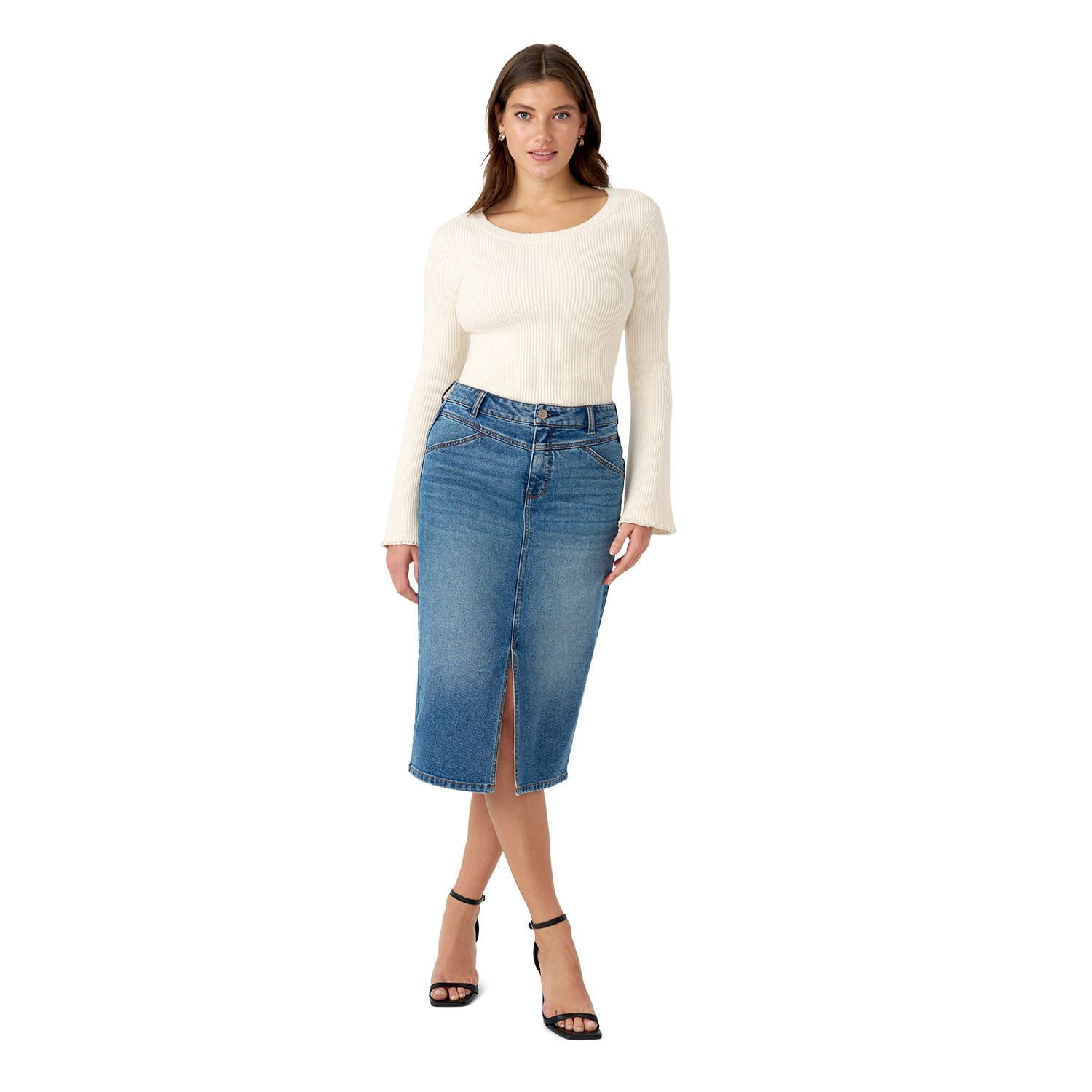 Edited by Hunter McGrady Women's Denim Midi Skirt - Samsclub.com
