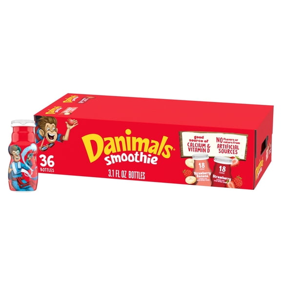 Danimals Smoothies Variety Pack, Strawberry 3.1 fl. oz., 36 ct