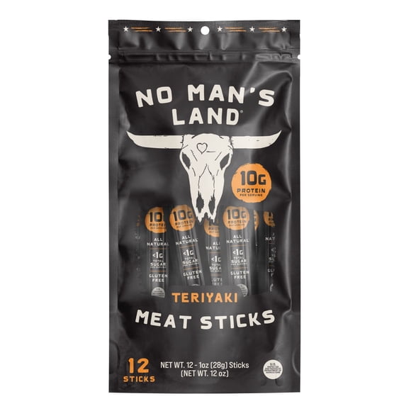No Man's Land Meat Sticks, Teriyaki, 1 oz., 12 pk.