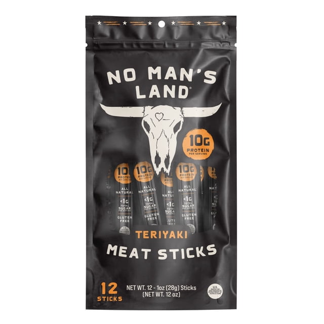 No Man's Land Meat Sticks, Teriyaki, 1 oz., 12 pk.
