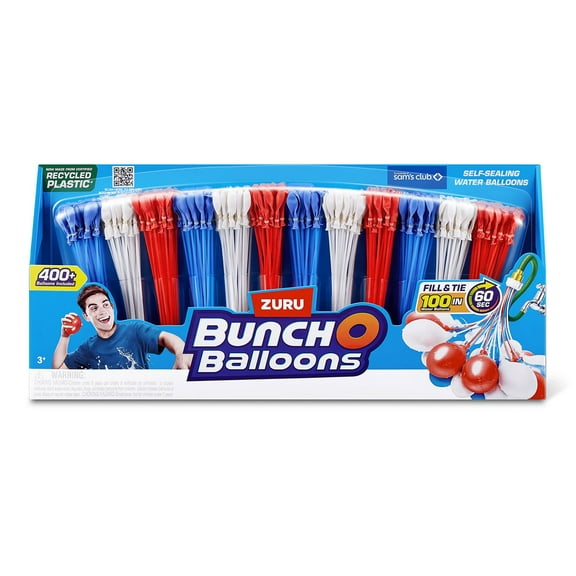 Zuru Bunch O Balloons 400+ Rapid-Fill Self-Tying Recyclable Water Balloons, 12 Stems