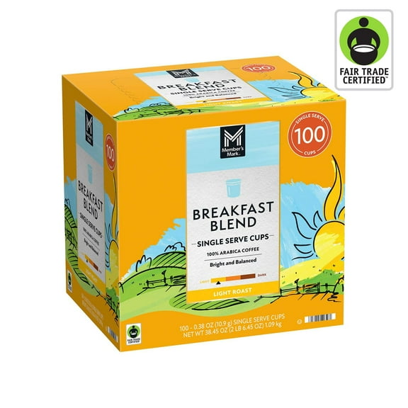 Member's Mark Light Roast Coffee Pods, Breakfast Blend, 100 ct.