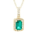thumbnail image 1 of Emerald Cut Lab Created Gemstone & Diamond Halo Pendant Necklace in 14K Gold, 1 of 4