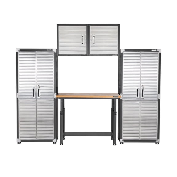 Seville Classics UltraHD 5-Piece Storage Cabinet System with Height Adjustable Workbench, 9' Wide