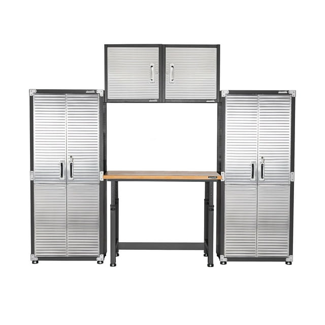 Seville Classics UltraHD 5-Piece Storage Cabinet System with Height Adjustable Workbench, 9' Wide