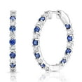 thumbnail image 2 of Lab Created Gemstone Huggie Hoop Earrings in Sterling Silver, 2 of 7