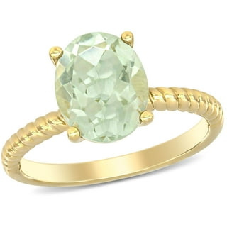 Prasiolite Quartz Promise Ring in 14K Gold