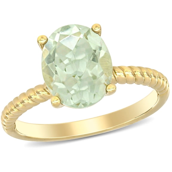 Prasiolite Quartz Promise Ring in 14K Gold