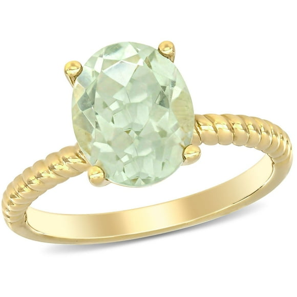 Prasiolite Quartz Promise Ring in 14K Gold