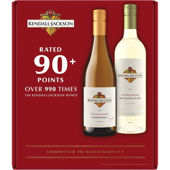 Kendall-Jackson California Vintners Reserve Chardonnay and Sauvignon Blanc Wine, 750 ml, 2 pk.