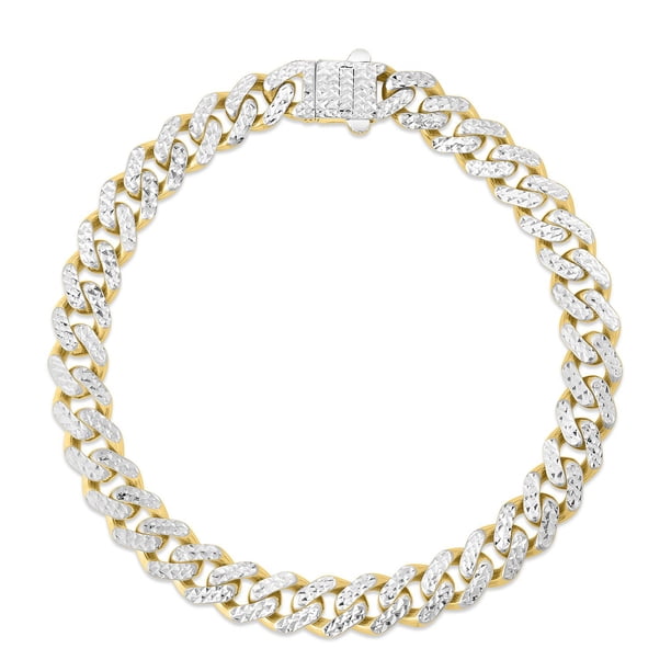 Miami Cuban Chain Bracelet in 14K Two-Tone Gold, 8mm - Samsclub.com