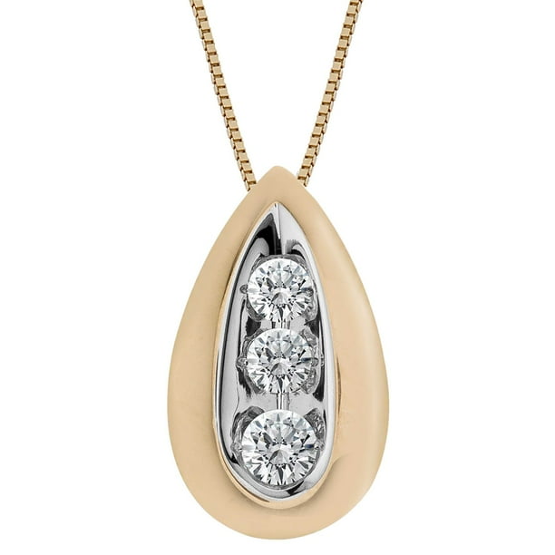 Round Pear Shape Stone Diamond Pendant in 14K Gold