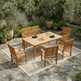 thumbnail image 1 of Cambridge Casual Pacific Teak Outdoor Dining Patio Set, 6pc, 1 of 8