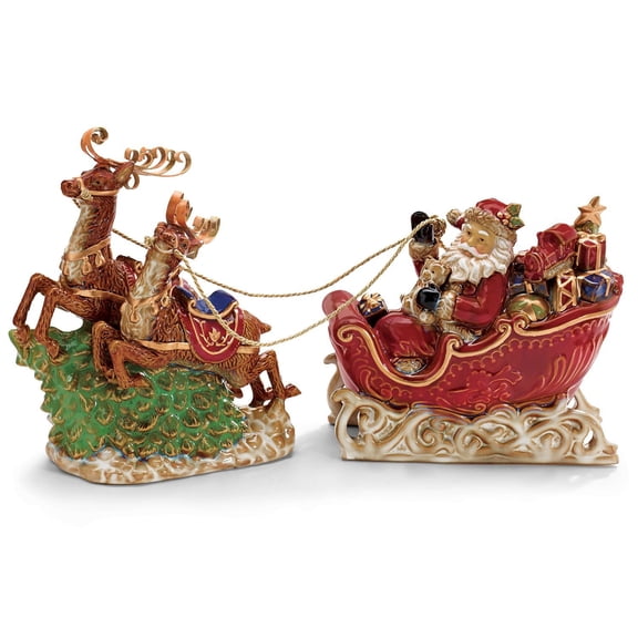 Porcelain Santa Sleigh with Reindeer