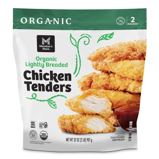 Member's Mark Organic Lightly Breaded Chicken Tenders, Frozen, 2 lbs.