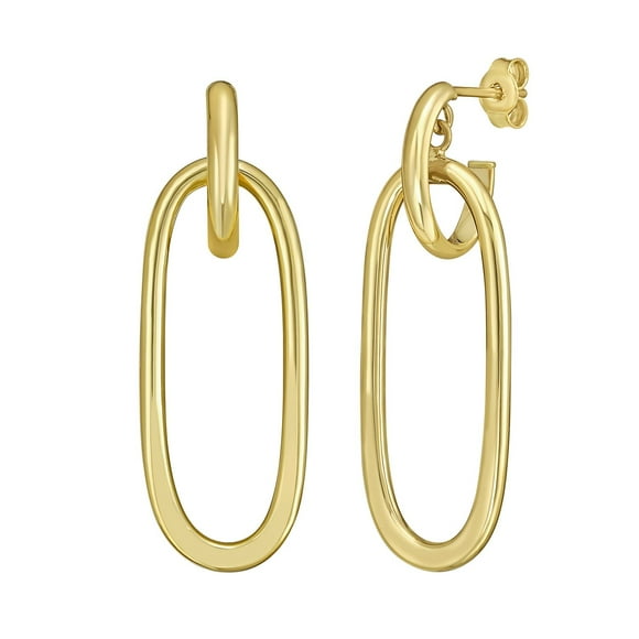 Open Oval Dangle Earring in 14K Yellow Gold