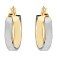 thumbnail image 3 of Two-Tone Crossover Hoop Earrings in 14K Gold, 3 of 5