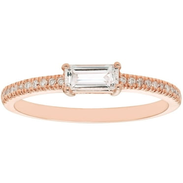 Baguette Cut Gemstone and 0.10 CT. T.W. Diamond Ring in 14K Gold