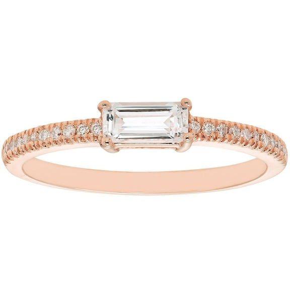 Baguette Cut Gemstone and 0.10 CT. T.W. Diamond Ring in 14K Gold