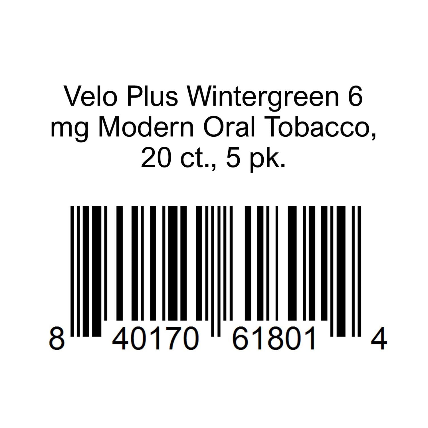 VEL専用ページ Velo Plus Wintergreen 6 mg Modern Oral Tobacco, 20 ct., 5 pk