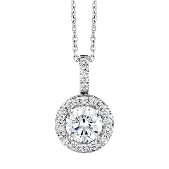 1.10 CT. T.W. Round Cut Halo Diamond Pendant Necklace in 18K Gold