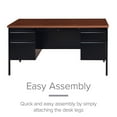 thumbnail image 2 of Hirsh Double Pedestal Office Desk With Center Drawer, Black/Walnut, 2 of 15