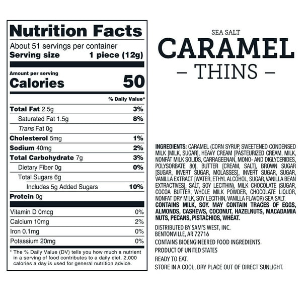 Member's Mark Milk Chocolate Sea Salt Caramel Thins, 50 ct