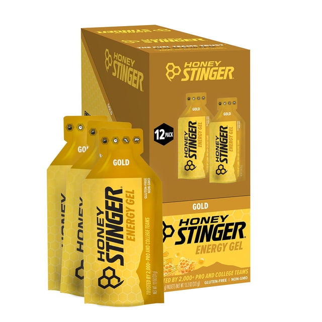 Honey Stinger Organic Energy Gel, Gold Gel, Caffeine Free Healthy Snack, 1.1 oz., 12 pk.