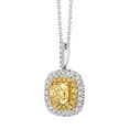 thumbnail image 2 of 1.40 C.T. TW Cushion Cut Natural Yellow Halo Diamond Pendant in 18K Gold, 2 of 5