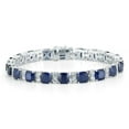 thumbnail image 1 of Cushion Cut Lab Created Gemstone Tennis Bracelet in Sterling Silver, 1 of 8