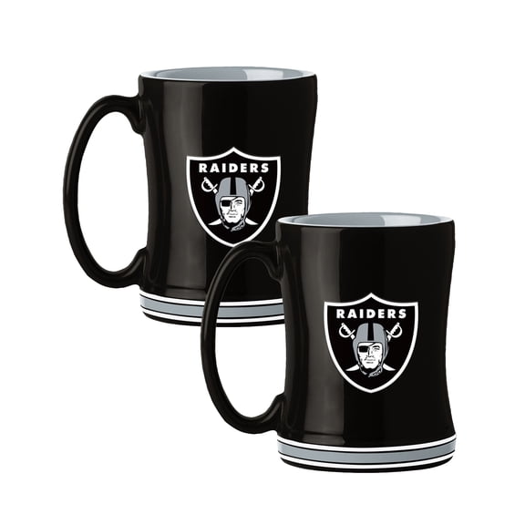 Logo Brands Las Vegas Raiders 14oz Relief Mug Set