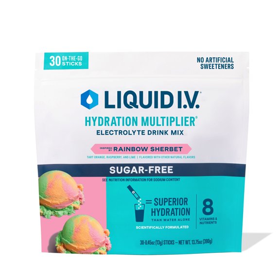 Liquid I.V. Sugar Free Hydration Multiplier, Rainbow Sherbet, 30 pk.