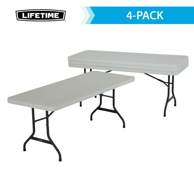 Lifetime 6' Commercial Grade Stacking Folding Table, 4 Pack