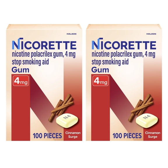 Nicorette Nicotine Gum, 4 mg, Cinnamon Surge, 200 ct.