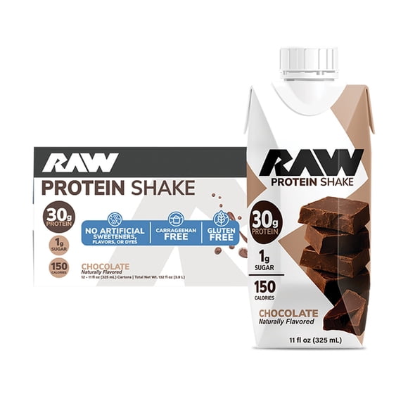 RAW Nutrition 30g Protein Shake, Chocolate, 11 fl. oz., 12 pk.
