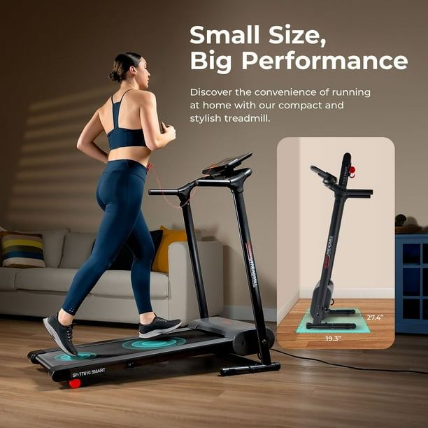 Sunny Health Fitness SMART Easy Assembly Folding Treadmill