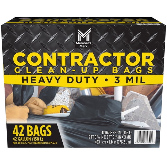 Member's Mark Commercial Contractor 42- Gallon Clean-Up Trash Bags, 42 ct.