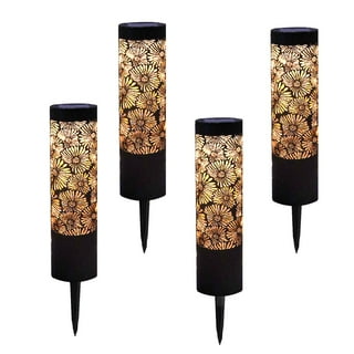 Deck Impressions Peony Solar 12 Lumen Metal Path Lights, 4-Pack