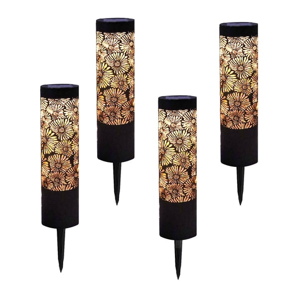 Deck Impressions Peony Solar 12 Lumen Metal Path Lights, 4-Pack